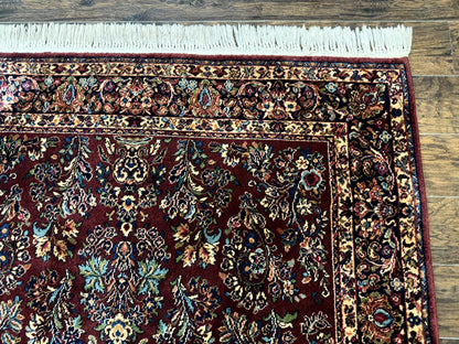 5.9 x 9 Karastan Rug Red Sarouk Rug #785, 100% Wile Pile Carpet, Original 700 Series, Vintage - Nuvé