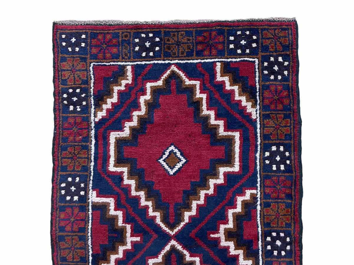 3 X 5 Vintage Handmade Tribal Wool Rug Balouchi Rug Afghan Rug Red Beige Nice