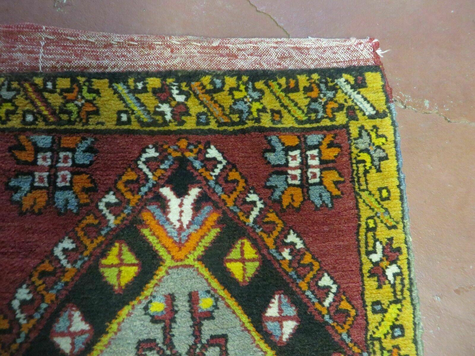 19" X 42" Antique Handmade Turkish Colorful Oushak Oshak Yastik Wool Rug Mat - Nuvé