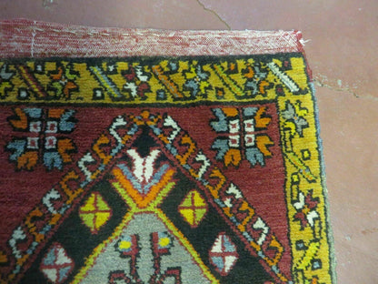 19" X 42" Antique Handmade Turkish Colorful Oushak Oshak Yastik Wool Rug Mat - Nuvé