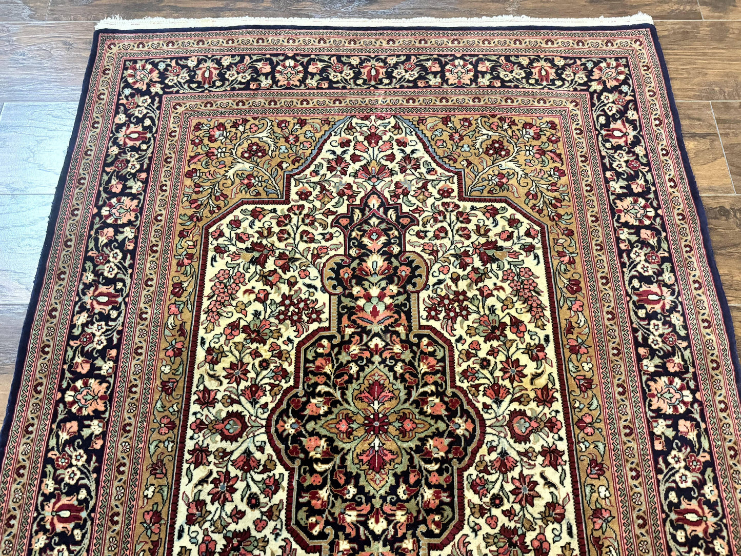 Persian Qum Rug 3.6 x 5, Kork Wool, Very Finely Hand Knotted 325 KPSI, Rare, Semi Antique - Nuvé