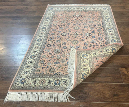 Pak Persian Rug 4x6, Pink and Cream, Very Fine 225 KPSI, Handmade Wool Oriental Carpet - Nuvé