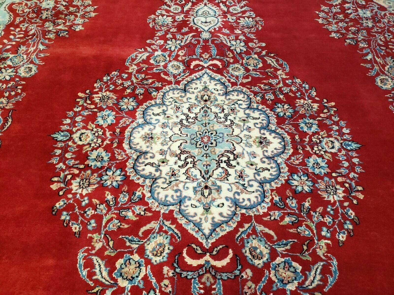 9' X 12' Vintage Handmade India Medallion Wool Rug Vegetable Dyes Nice Red - Nuvé