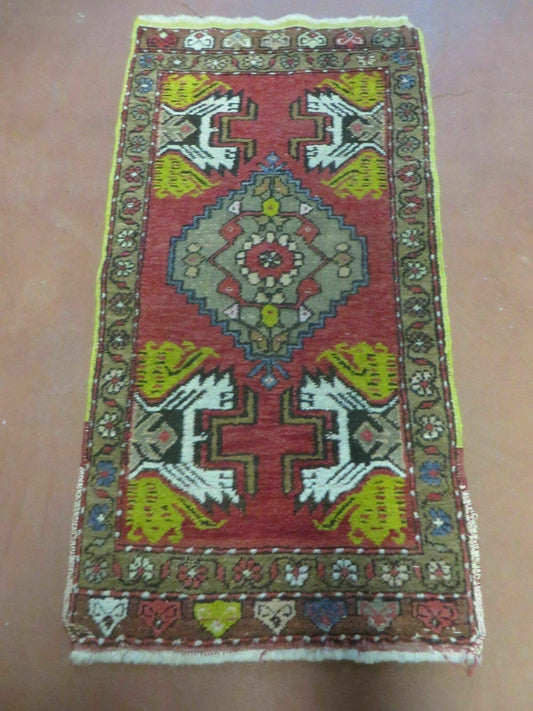 20" X 38" Antique Handmade Turkish Oushak Oshak Yastik Wool Rug Mat Turkey Nice - Nuvé