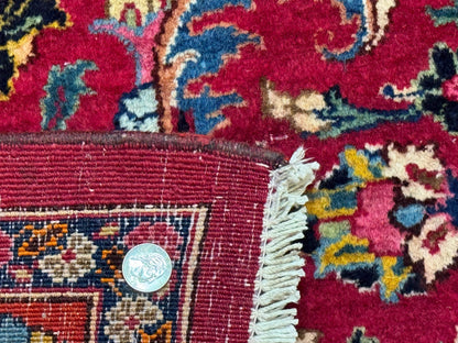 Red Persian Mashad Rug 10x13 - Floral Medallion Signed By Masterweaver - Nuvé