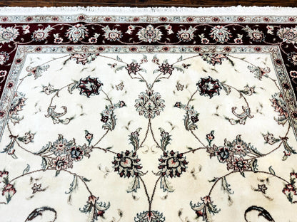 Ivory and Burgundy Pak Persian Rug 6x9 - Nuvé