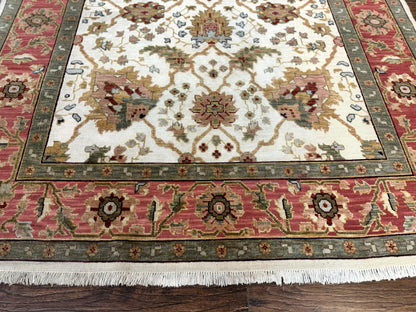 Flatweave Soumak Rug 6x9, Nourison Rug, Wool Handmade, Floral, Ivory - Nuvé