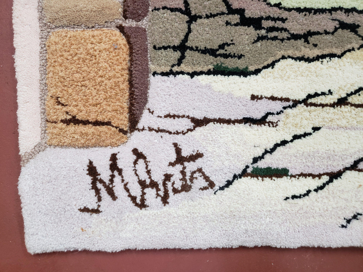 Small Judaica Rug, Rug with Jerusalem Pictorial, Chanuka Gift, Hand-Tufted, Jerusalem Gate, Vintage Judaica, Western Wall Rug, 3x4 Rug - Nuvé