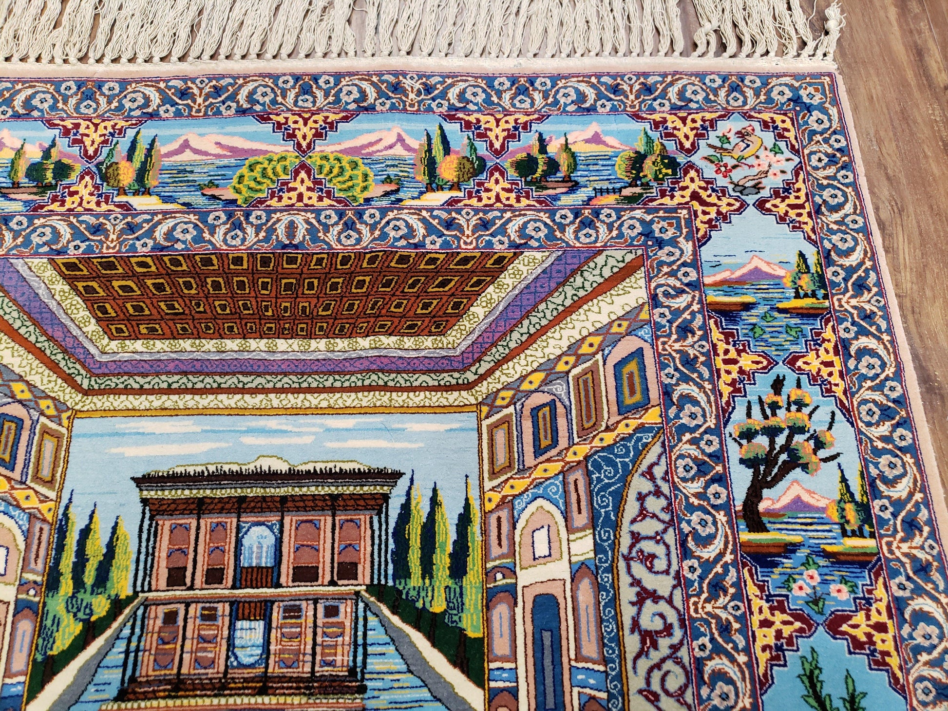Persian Isfahan Pictorial Rug 3x5 – Kork Wool on Silk - Nuvé