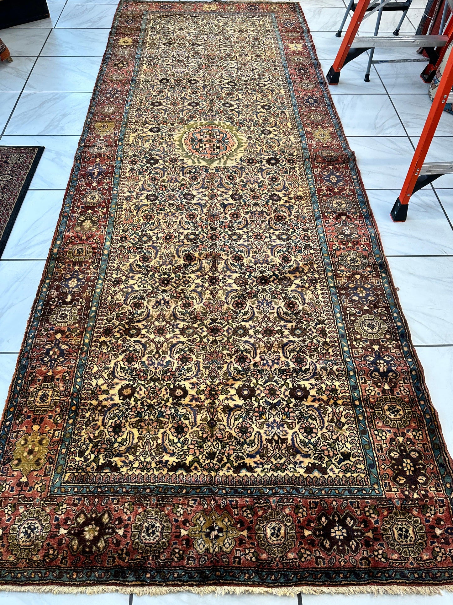Hand-Knotted Persian Bidjar Herati Wool Runner – 4'11" x 13'2" – Durable Traditional Rug - Nuvé