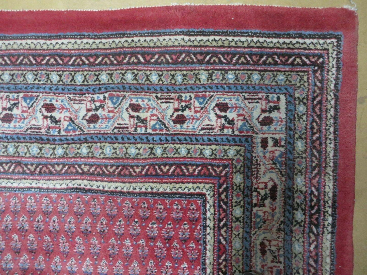 7' X 9' Vintage India Oriental Paisley Handmade Wool Rug Red Vegetable Dyes - Nuvé
