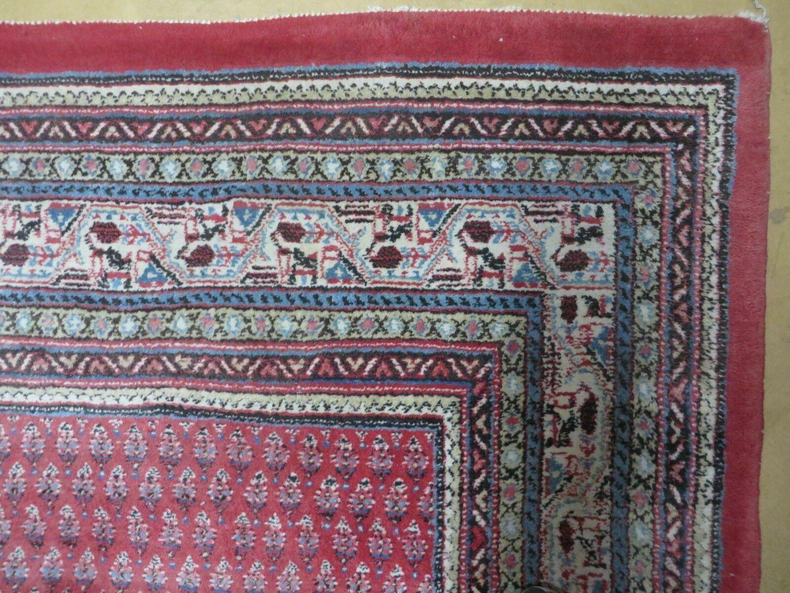 7' X 9' Vintage India Oriental Paisley Handmade Wool Rug Red Vegetable Dyes - Nuvé