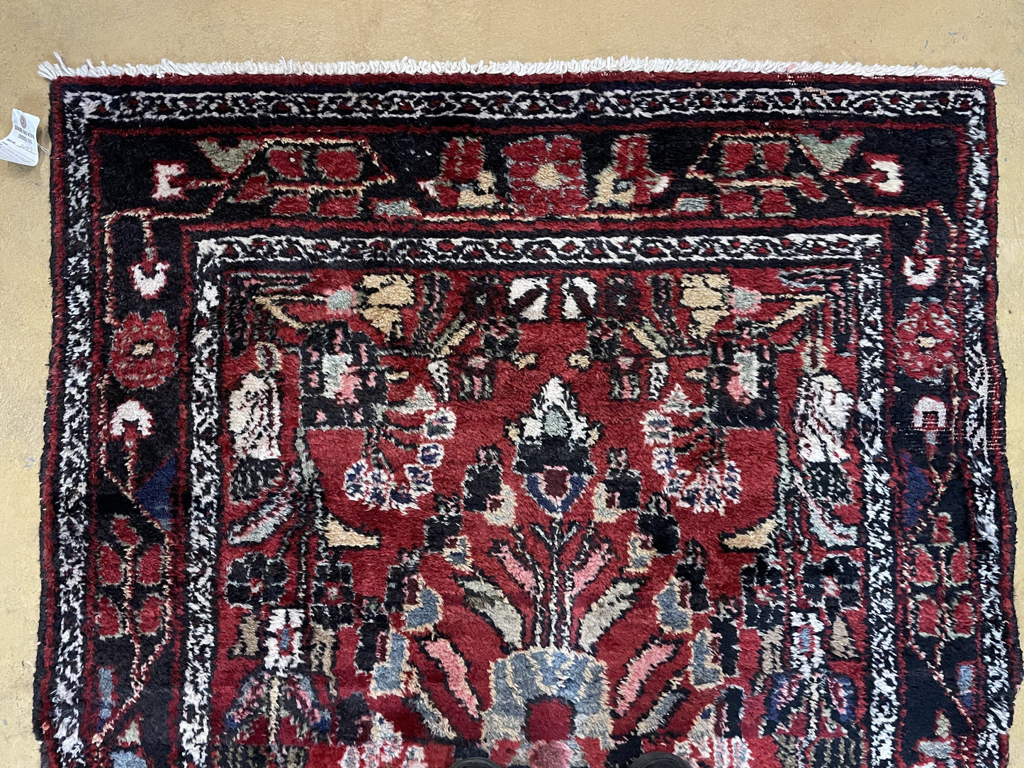 3' 4" X 9' Antique Handmade Wool Rug Runner Floral Organic Dyes Red Nice - Nuvé