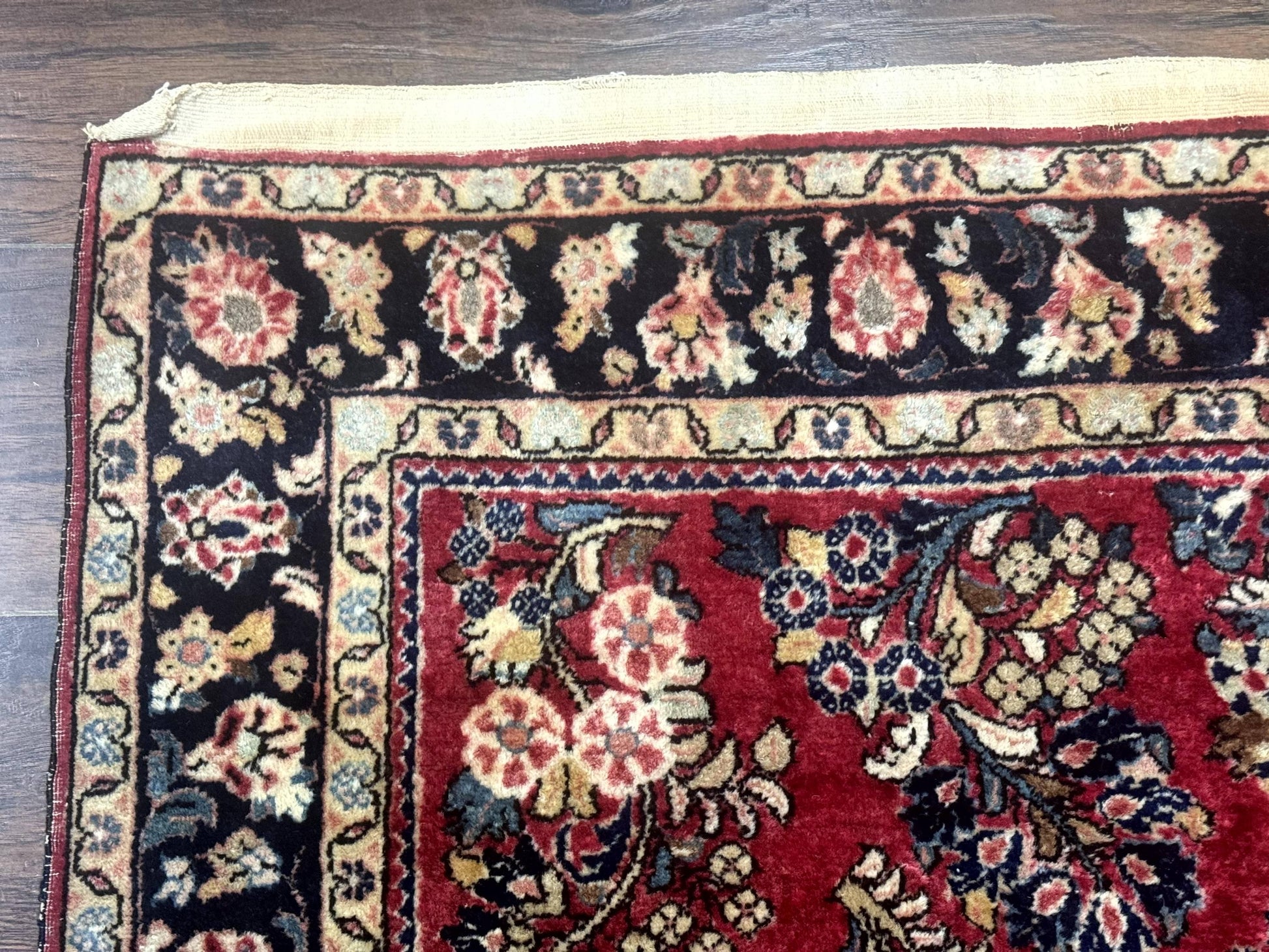 Antique Persian Sarouk Rug 4x7, Floral, Red 1920s Persian Wool Carpet - Nuvé