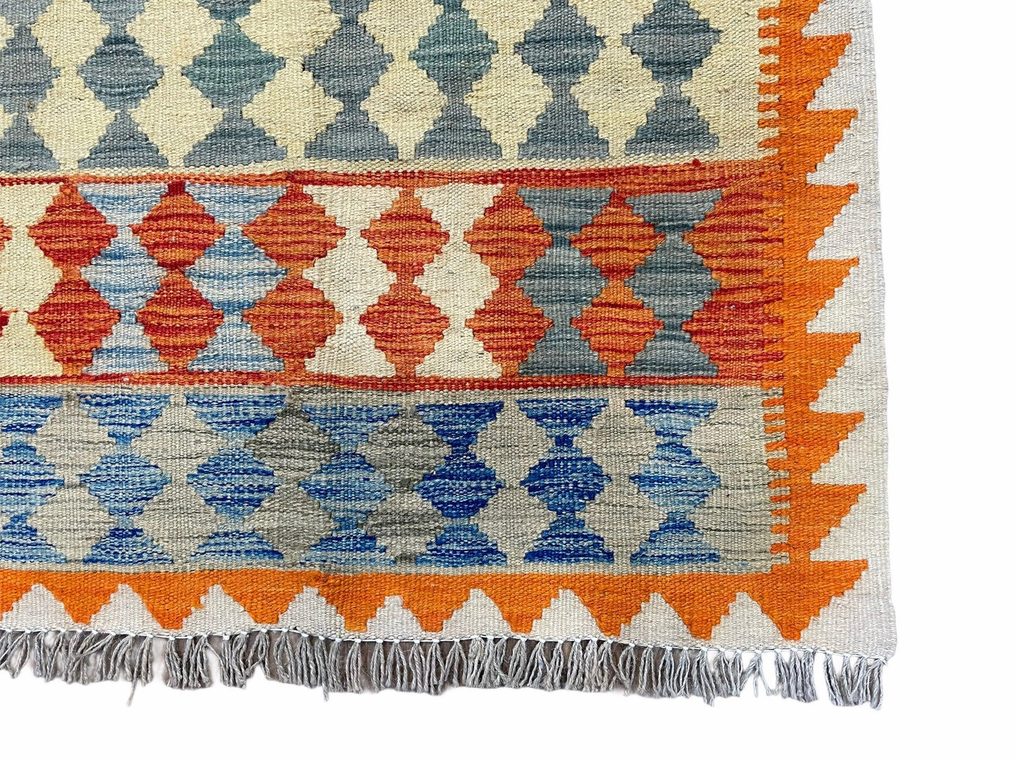 Small Chobi Kilim Rug 3x4 Colorful Diamond Kilim Small Turkish Multicolor Kilim with Diamond Pattern Wool Flatweave Nice - Nuvé