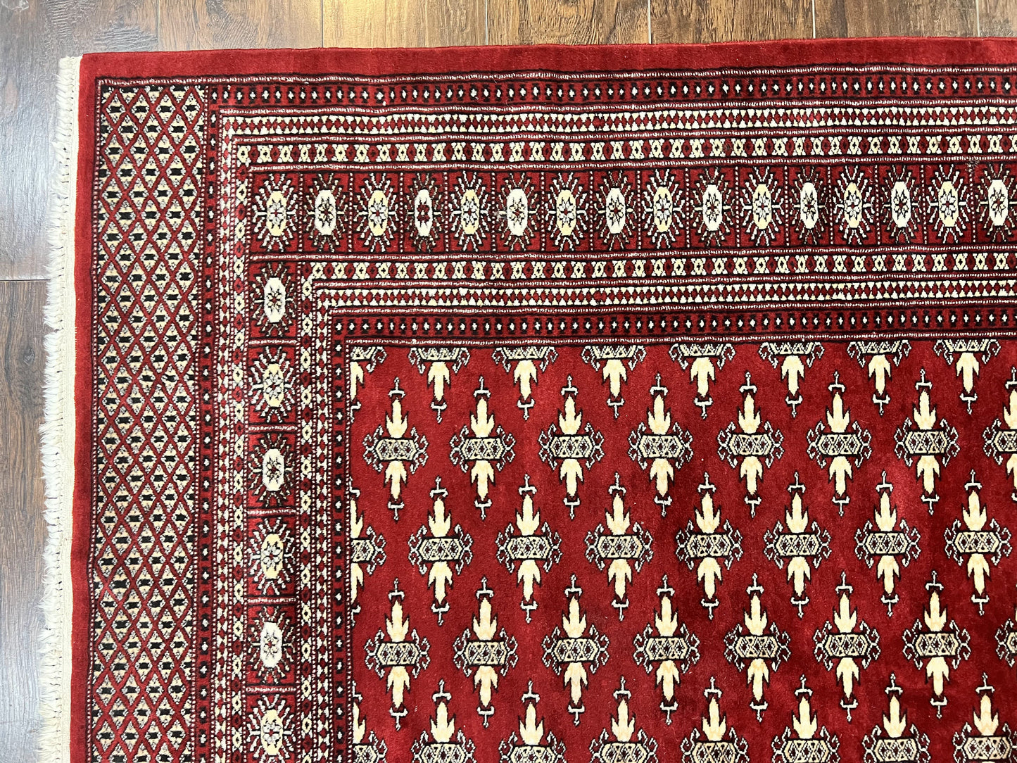 Pakistani Turkoman Bokhara Rug 6x9, Fine Wool Vintage Hand Knotted Handmade Yamud Oriental Carpet 6 x 9, Red Turkoman Rug, Tribal Rug - Nuvé