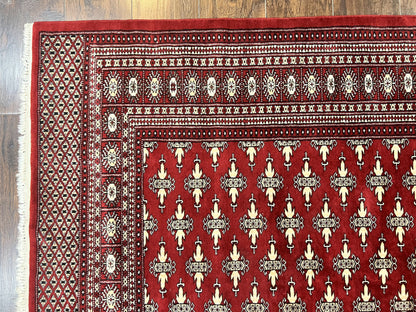 Pakistani Turkoman Bokhara Rug 6x9, Fine Wool Vintage Hand Knotted Handmade Yamud Oriental Carpet 6 x 9, Red Turkoman Rug, Tribal Rug - Nuvé