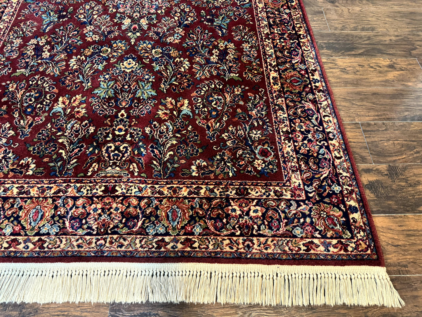 5.9 x 9 Karastan Rug Red Sarouk Rug #785, 100% Wile Pile Carpet, Original 700 Series, Vintage - Nuvé