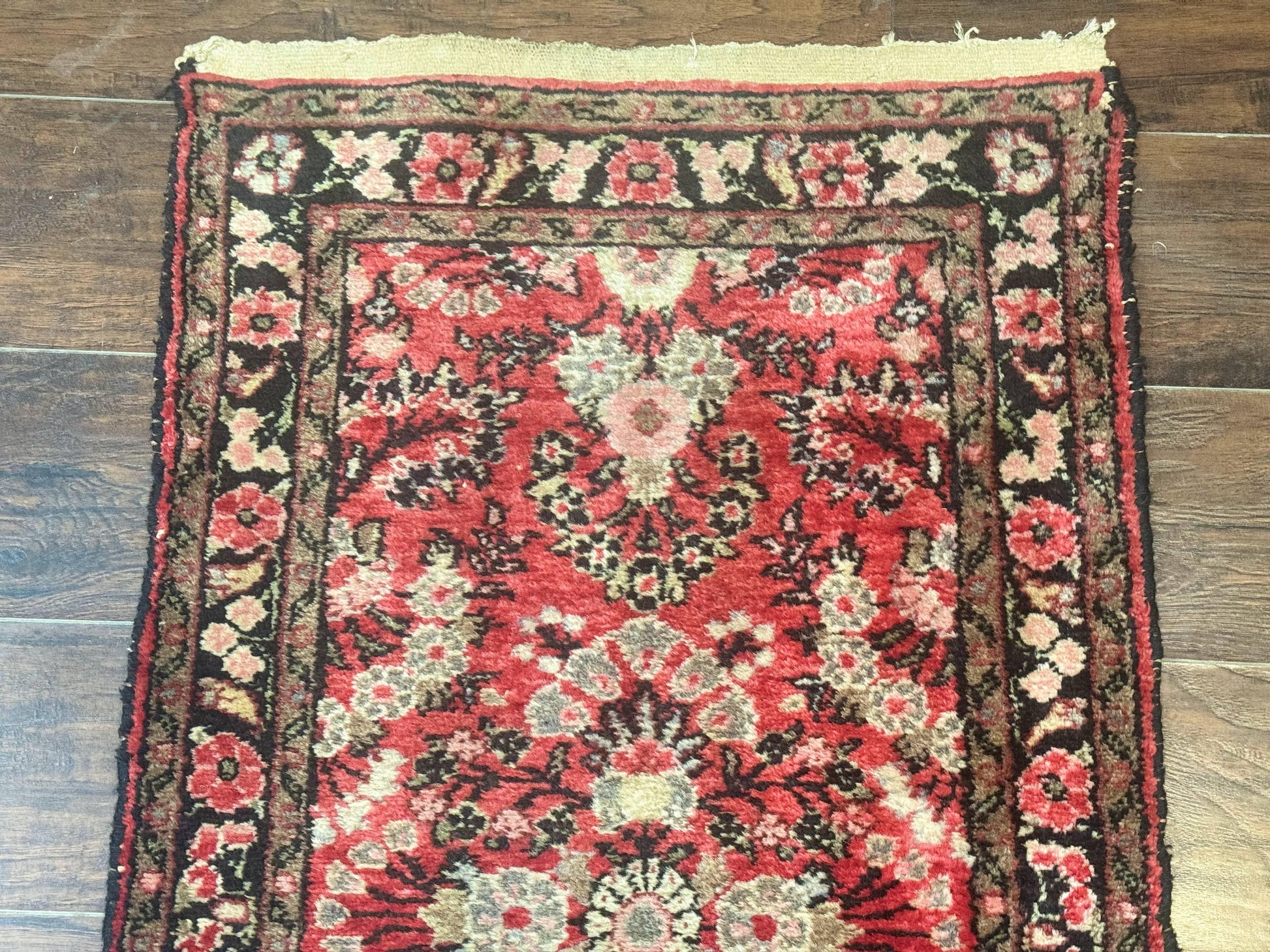 Persian Hamadan Runner Rug 2 x 13.6 – Red Floral Wool Hallway Carpet - Nuvé