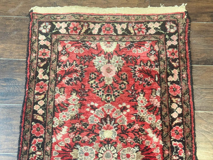 Persian Hamadan Runner Rug 2 x 13.6 – Red Floral Wool Hallway Carpet - Nuvé