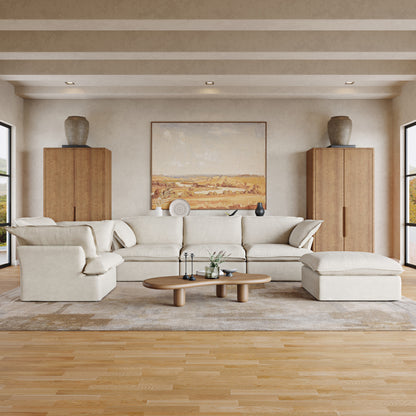 Sabi Modular Boucle Cloud Sofa - Beige - 4-Seater Sectional Sofa with Ottoman - Nuvé