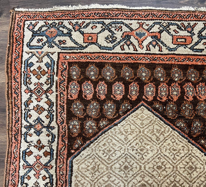 Rare Persian Tribal Runner Rug 3.5 x 10, Sarab Serab Kalegy Carpet, Antique 1920s Collectible Geometric Medallion Oriental Wool Runner, Hand Knotted, Camel Hair Color - Nuvé