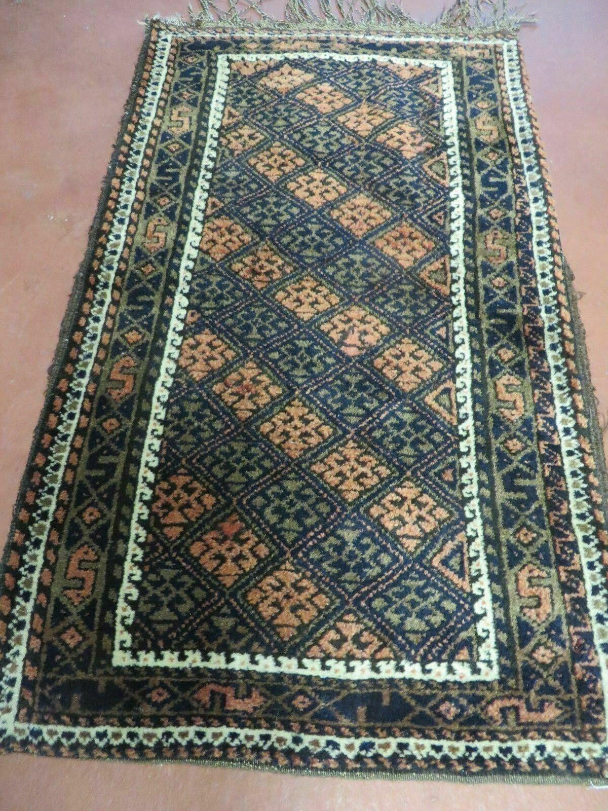 2' X 3' Antique Handmade Pakistani Bokhara Turkoman Balouchi Wool Rug Mat Nice - Nuvé