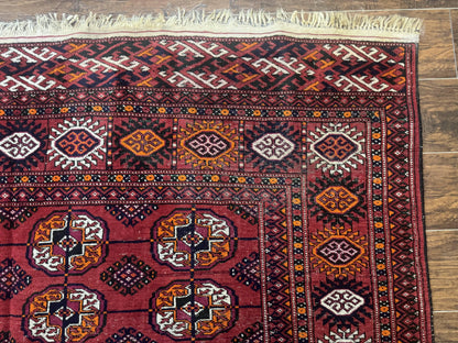 Antique Persian Turkoman Bokhara Rug 7x11, Tribal Rug, Red - Nuvé