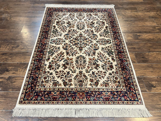 Karastan Rug 4x6, Karastan Ivory Sarouk #760 Wool Carpet, Vintage Original Collection 700 Series Discontinued, Floral Oriental Rug - Nuvé