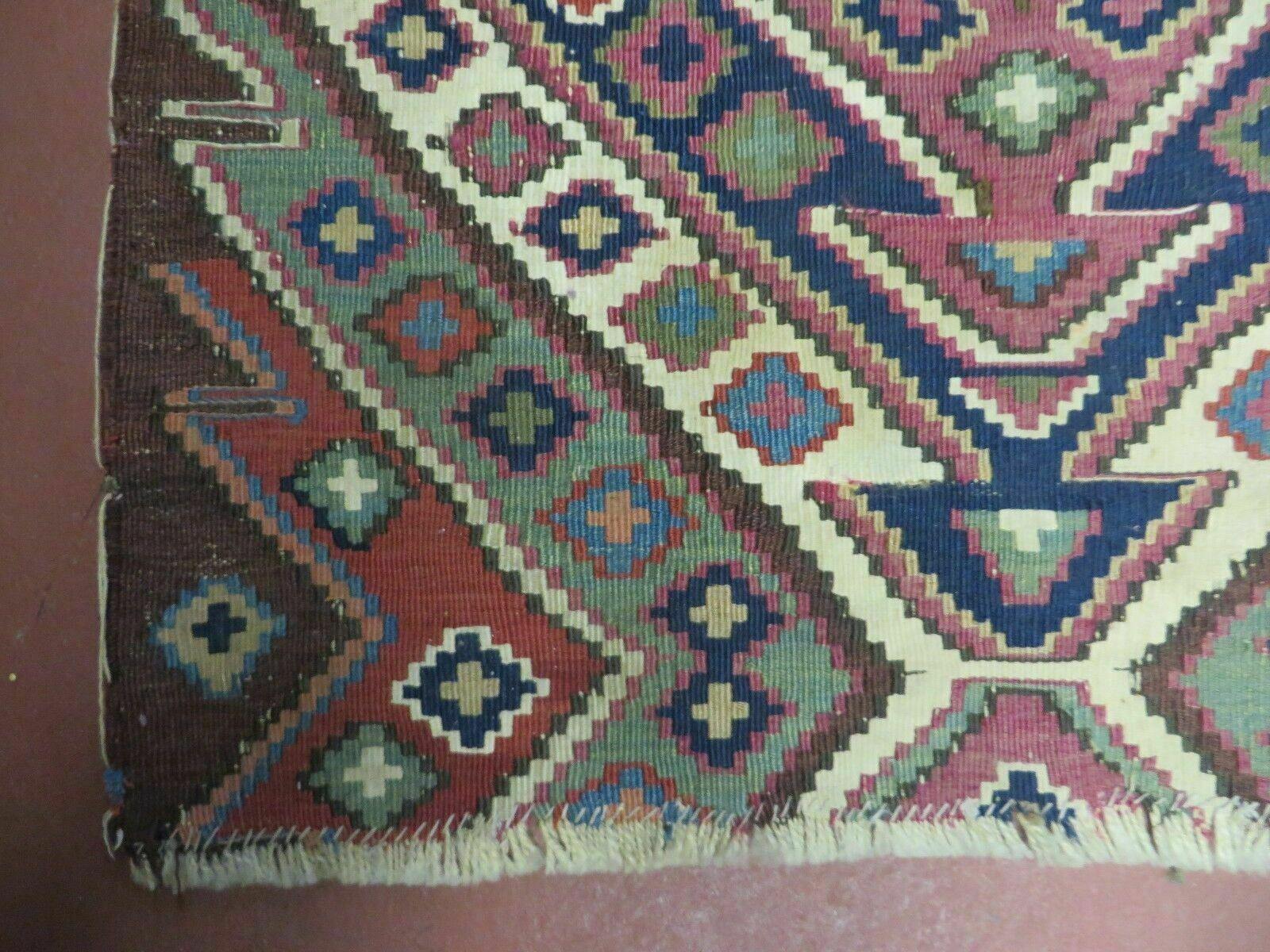 2' 1" X 4' 4" Antique Handmade Bagface Kilim Shirvan Caucasian Wool Rug Nice - Nuvé