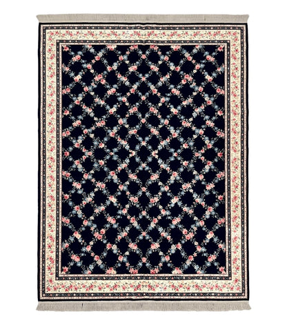 Karastan Rug 8' 8" x 12" Garden of Eden Collection Ebony Trellis #509/1270, Wool Pile Discontinued Vintage Karastan Carpet, Room Sized Rug