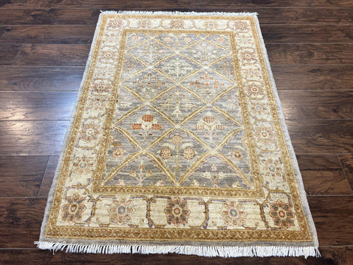 Pakistani Peshawar Rug 3.6 x 5, Safavieh Wool Handmade Hand Knotted Vintage Rug, Panel Design Oriental Carpet, Pair C - Nuvé