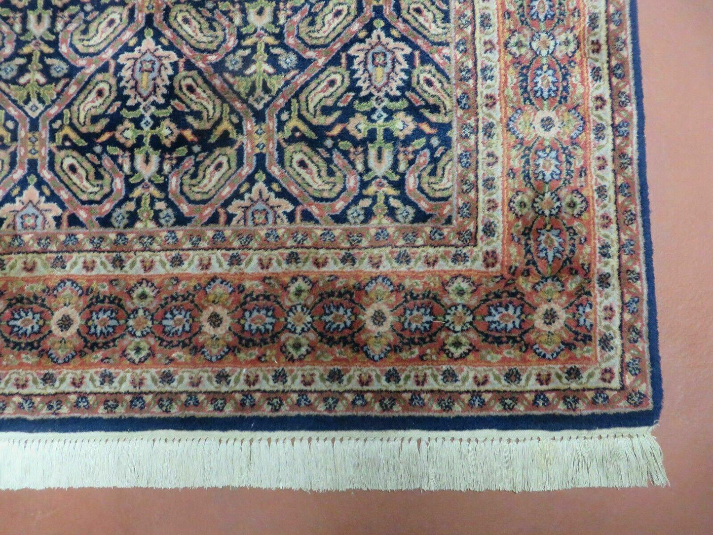 4' X 6' Vintage Fine Handmade India Floral Oriental Wool Rug Carpet Blue Red - Nuvé