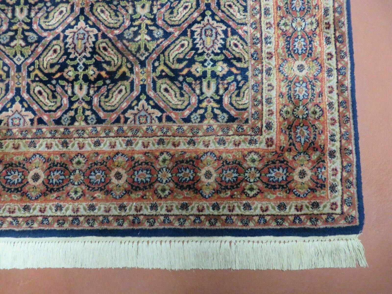 4' X 6' Vintage Fine Handmade India Floral Oriental Wool Rug Carpet Blue Red - Nuvé