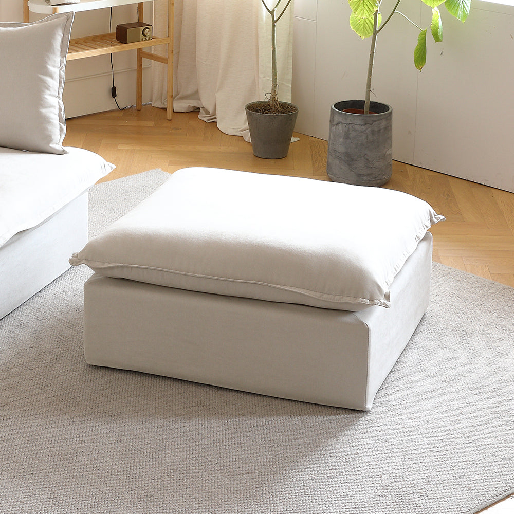 Sabi Modular Boucle Cloud Sofa - Snow White - Single Ottoman - Nuvé