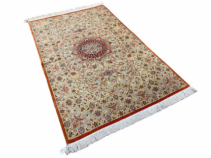 3' X 5' Vintage Fine Handmade Turkish Oriental Silk Rug 900 KPSI Wow - Nuvé