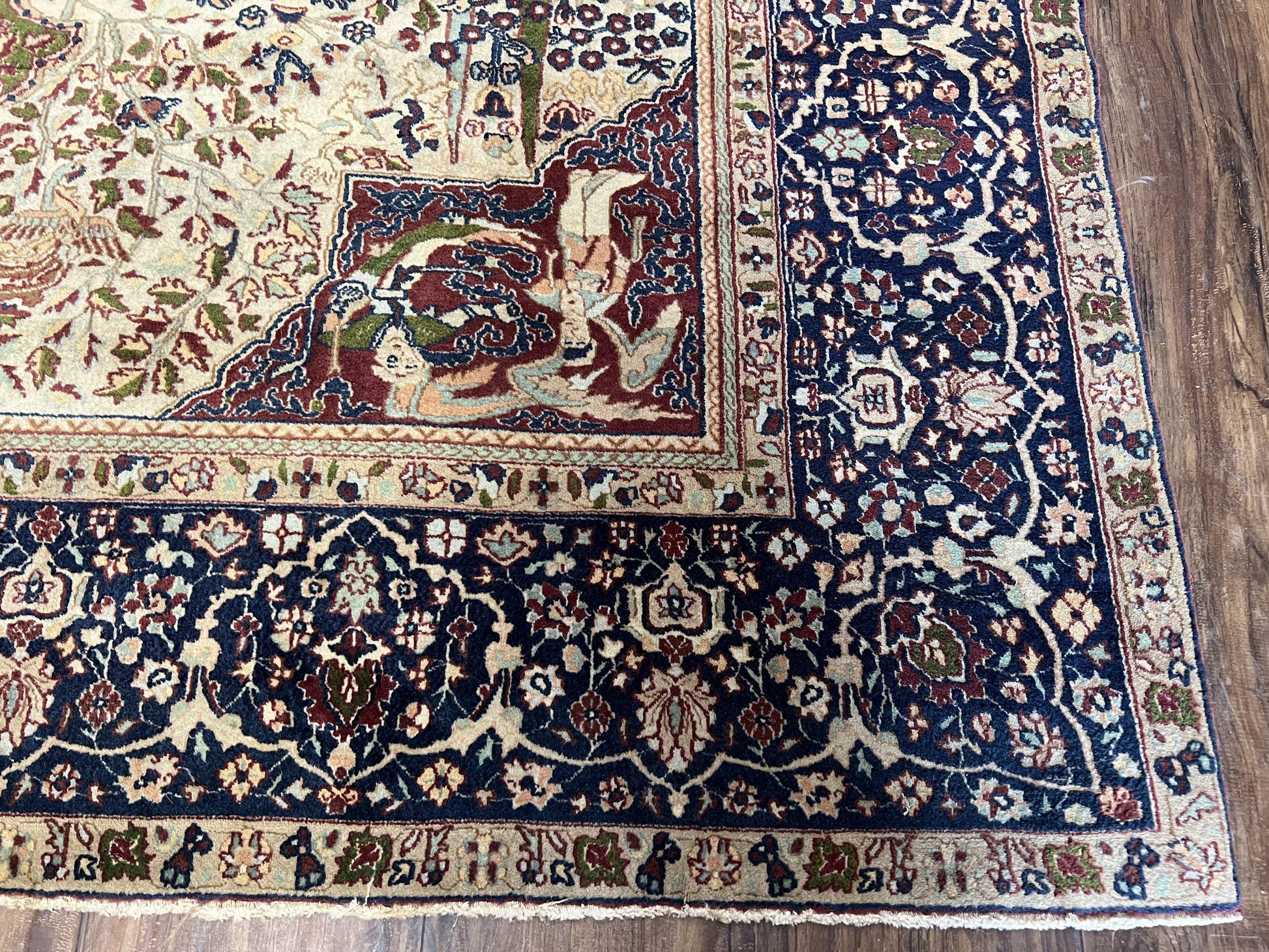 Rare Antique Indian Agra Rug, Early 20th Century Indian Carpet, Animal and Angel Motifs, Hunting Scene, Collectible Oriental Carpet, Wow - Nuvé