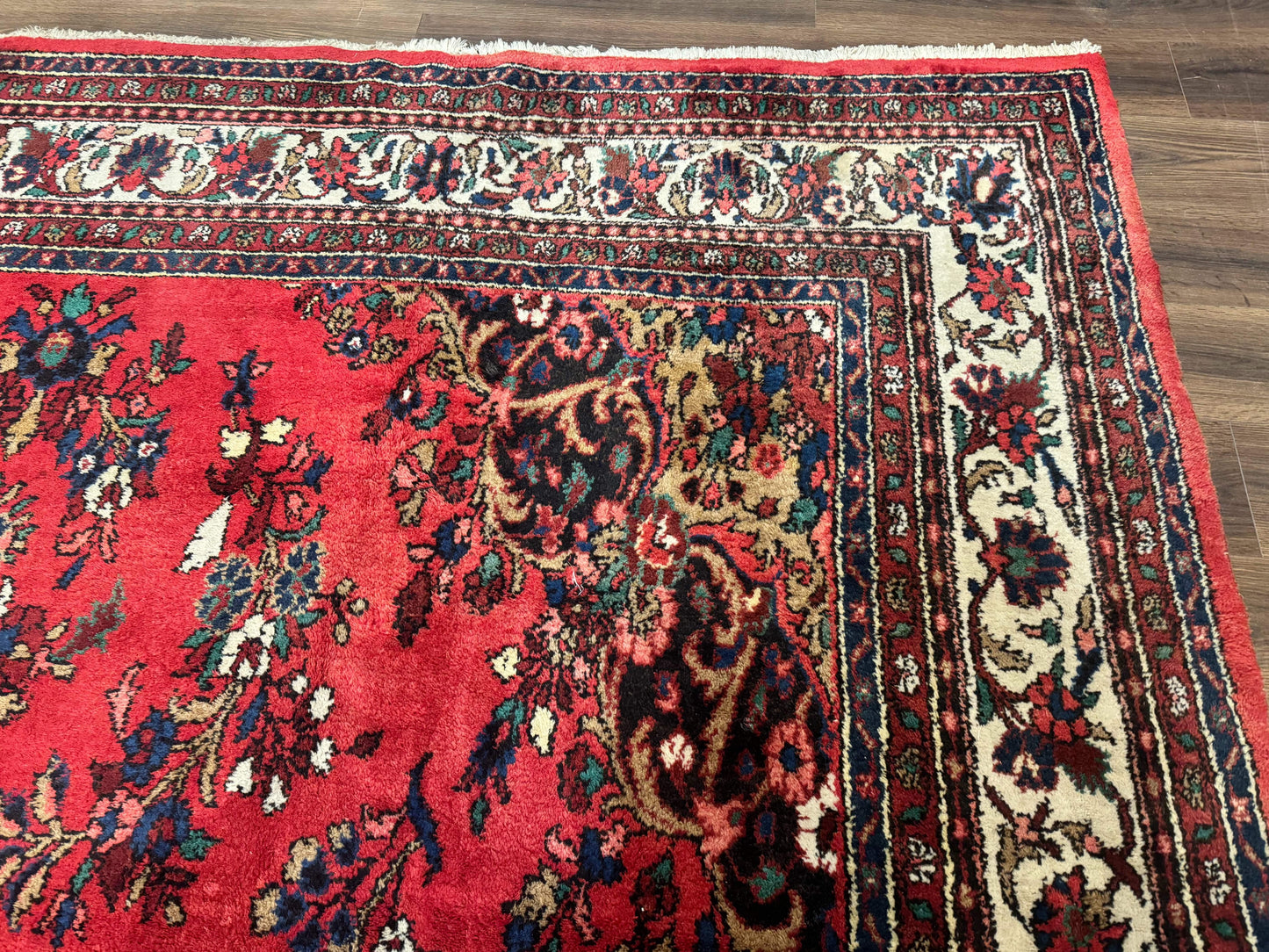Palace Size Persian Rug 11x18, Red, Bibikabad Rug, Handmade Large Wool Carpet, Persian Hamadan Rug, Dargazin Rug - Nuvé