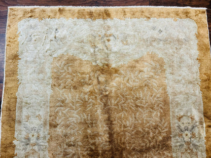 Chinese Peking Rug 5x7, Golden-Tan, Vintage Chinese Wool Carpet - Nuvé