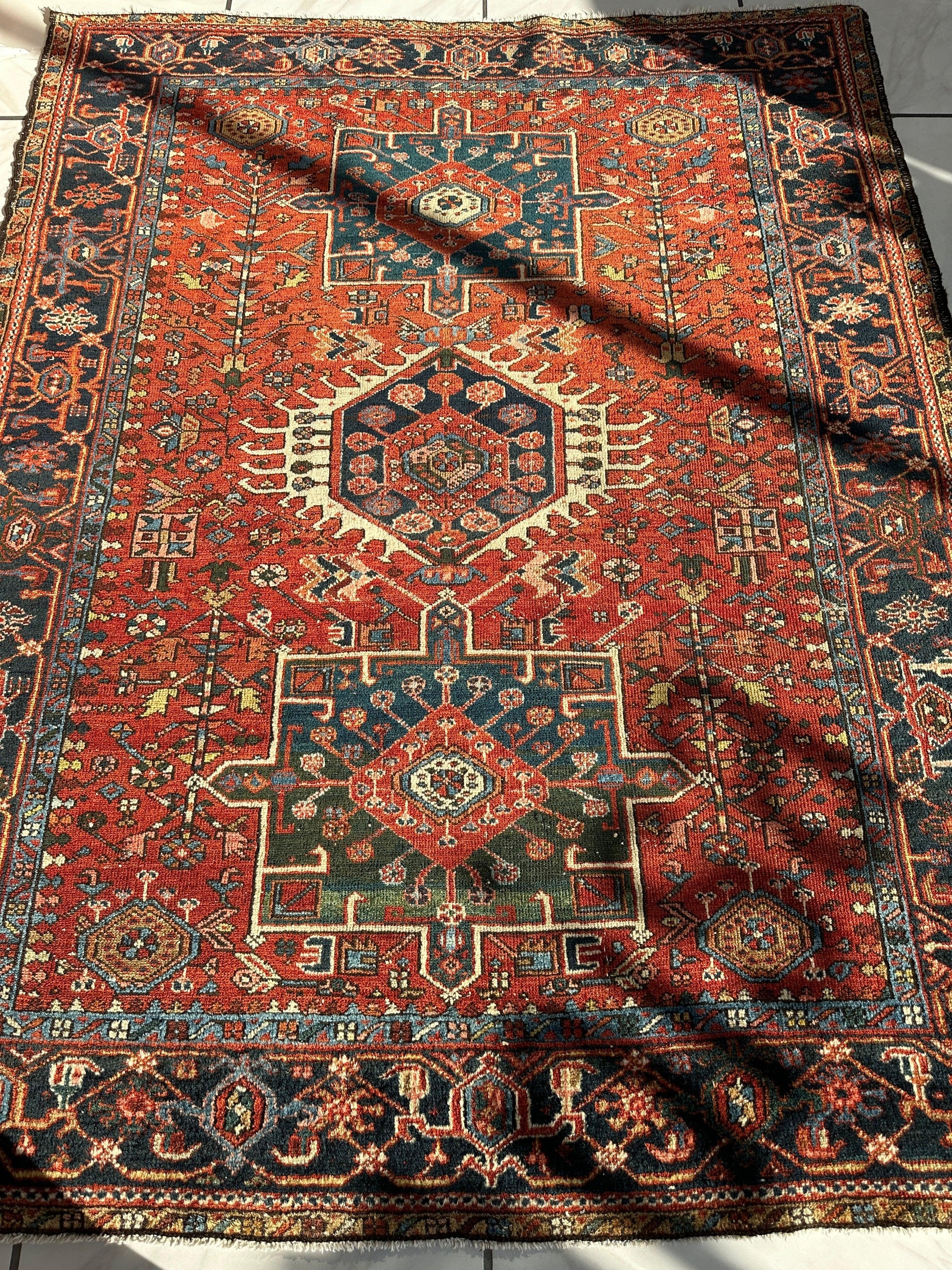 KARAJA Persian Antique Heriz Rug  4'9" x 6' - Nuvé
