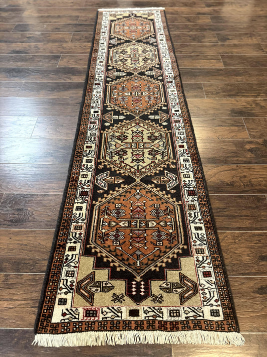 Persian Tribal Runner Rug 2.4 x 9.4, Geometric Medallions, Sarab Runner - Nuvé