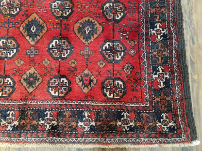 4 x 8 Handmade Baluch Afghan Turkoman Tribal Wool Rug Organic Dyes 8x4 Carpet