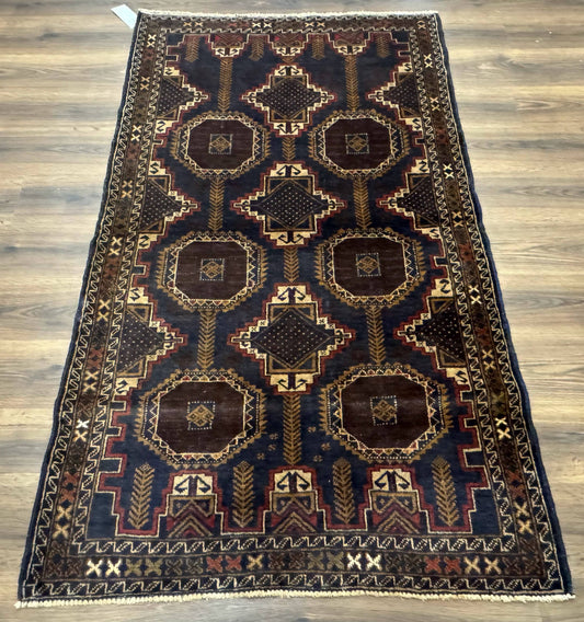 Navy Blue Afghan Balouch Rug 4x6, Handmade, New - Nuvé