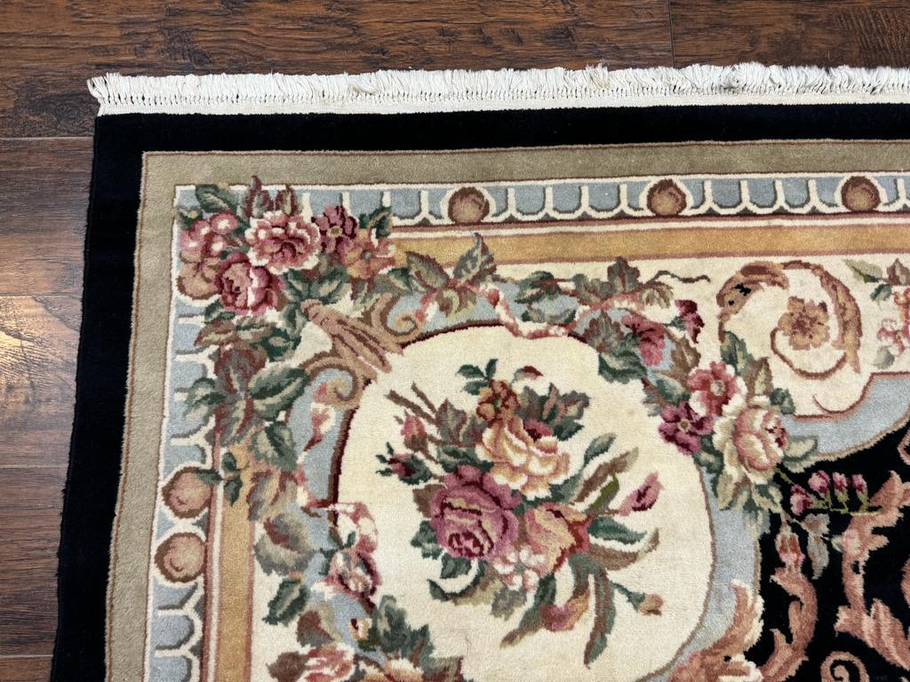 Aubusson Rug 8x10, Floral, Wool Pile, Elegant, European Design, Handmade, Fine - Nuvé