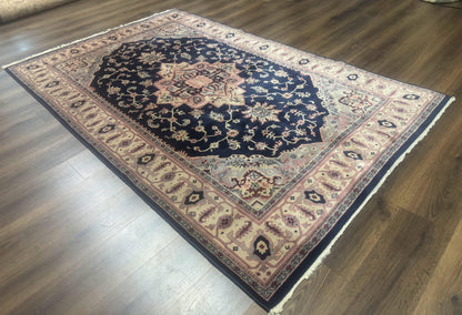 Karastan Rug Navy Serapi, Kara Shah Rug, Navy Blue, 5.6 x 8.6, Vintage Karastan Area Rug, Wool Pile Karastan Rug - Nuvé