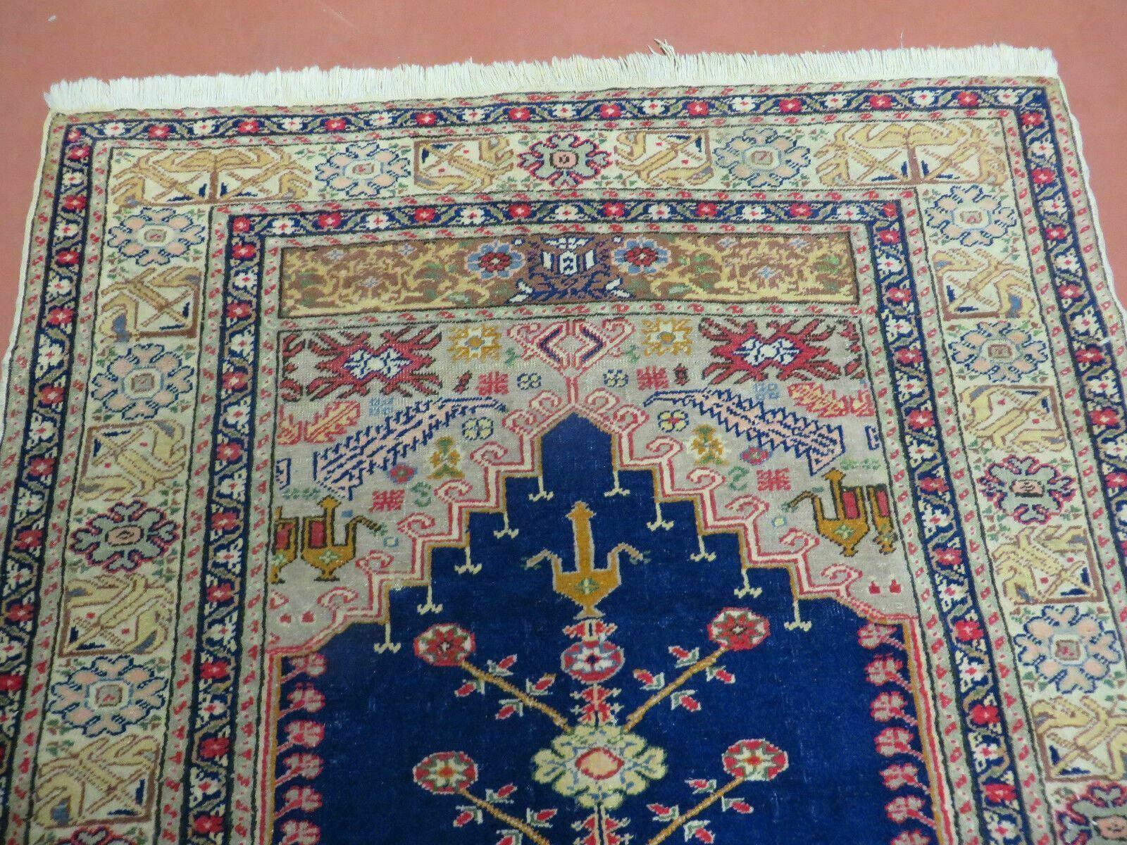 3' X 4' Semi Antique Handmade Turkish Prayer Kaisery Wool Rug Nice - Nuvé