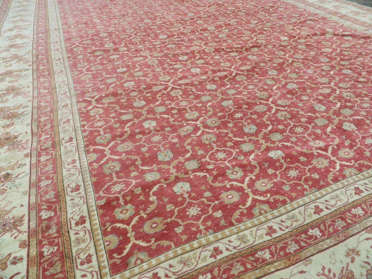 12' X 18' Palace Size Handmade Egyptian Wool Rug Carpet Soft Colors Red & Beige - Nuvé