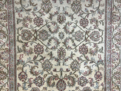 Indo Persian Rug 4x6, Vintage Handmade Wool Carpet, Floral Allover Pattern, Beige, Pair A - Nuvé