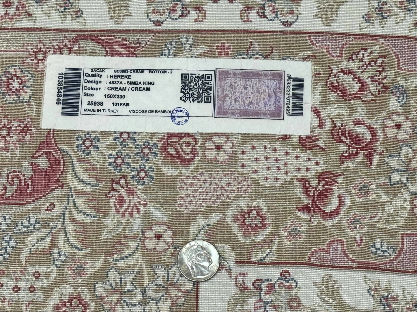 Turkish Silk Rug 5x8, Ivory, Hunting Design, Animal Pictorials, Bamboo Silk - Nuvé