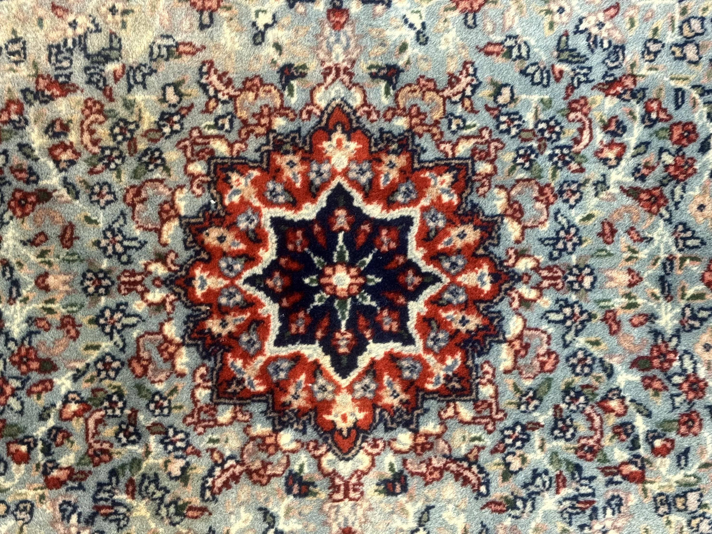 Indo Persian Kerman Rug 3x5, Light Blue, Floral Medallion - Nuvé